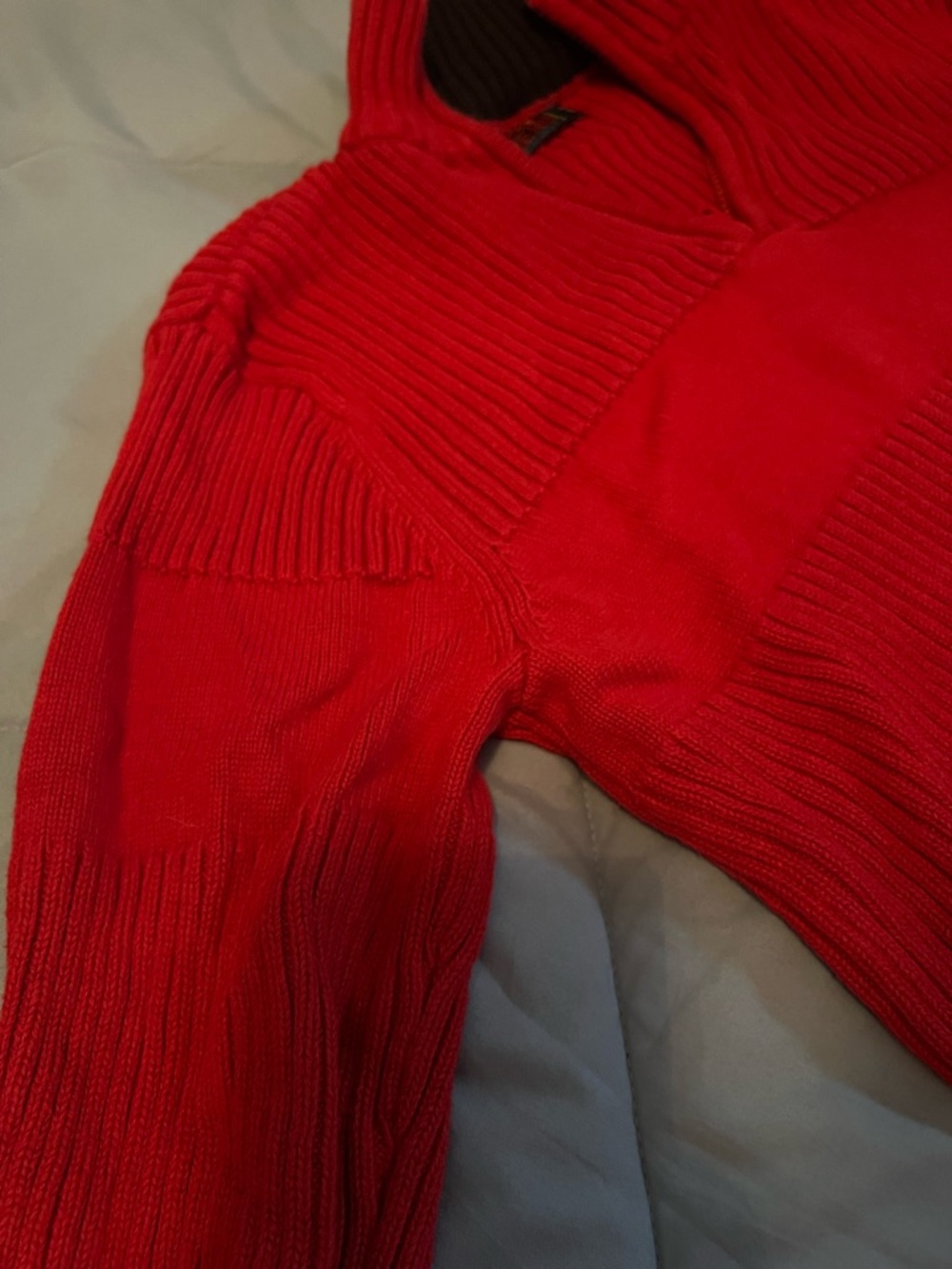 Red Quarter-Zip Ribbed Sweater - Picture 7 of 9